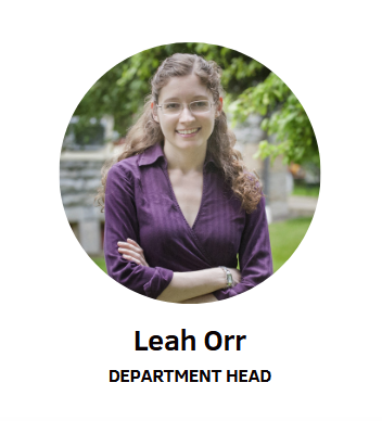 portrait of Dr. Leah Orr, Department Head of English