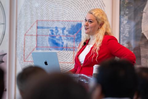 Dean Kokobobo addresses the audience at the State of the College