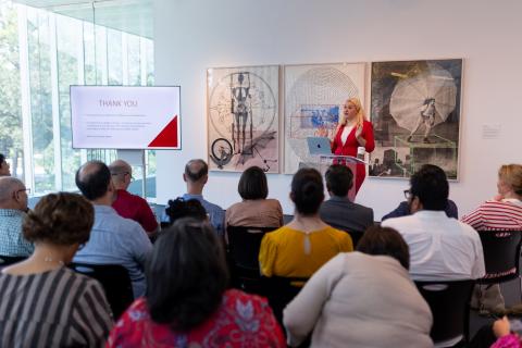 Dean Kokobobo addresses the audience at the State of the College